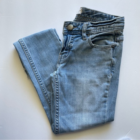 Free People Size 24 Jeans Low Waist Light Wash Frayed Hem - Picture 3 of 11